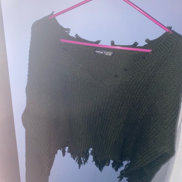 distressed army green sweater - Picture 3 of 3